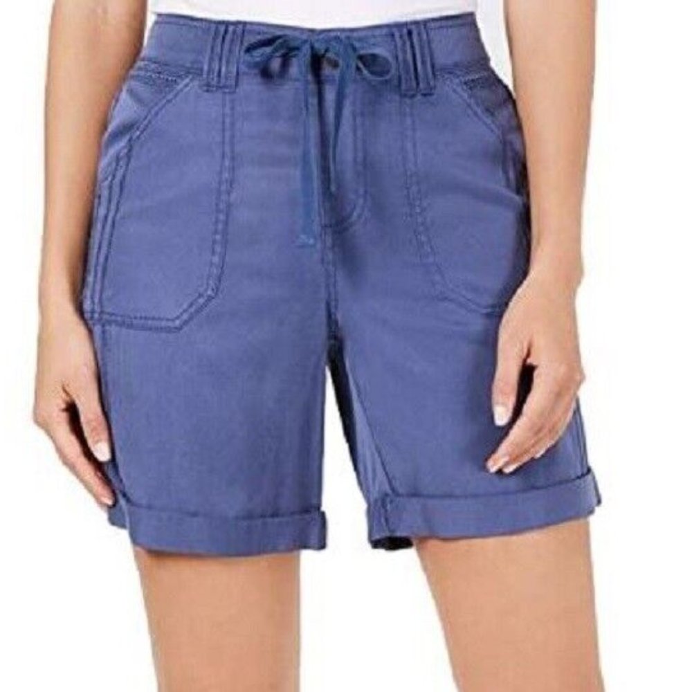Style & Co Womens 18 New Uniform Blue Pockets Crochet Trim Shorts NWT AY10